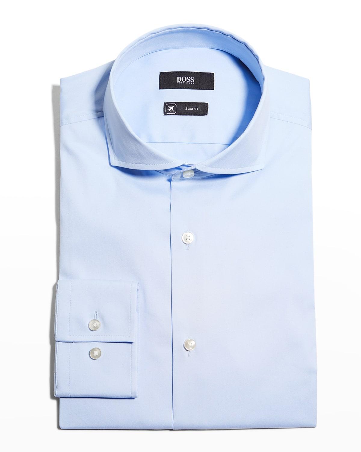 Mens Basic Solid Long-Sleeve Dress Shirt Product Image