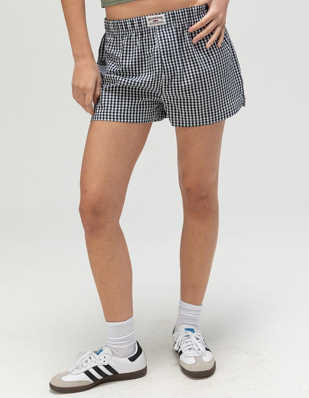 BDG Urban Outfitters Gingham Womens Boxer Shorts - BLK/WHT Product Image