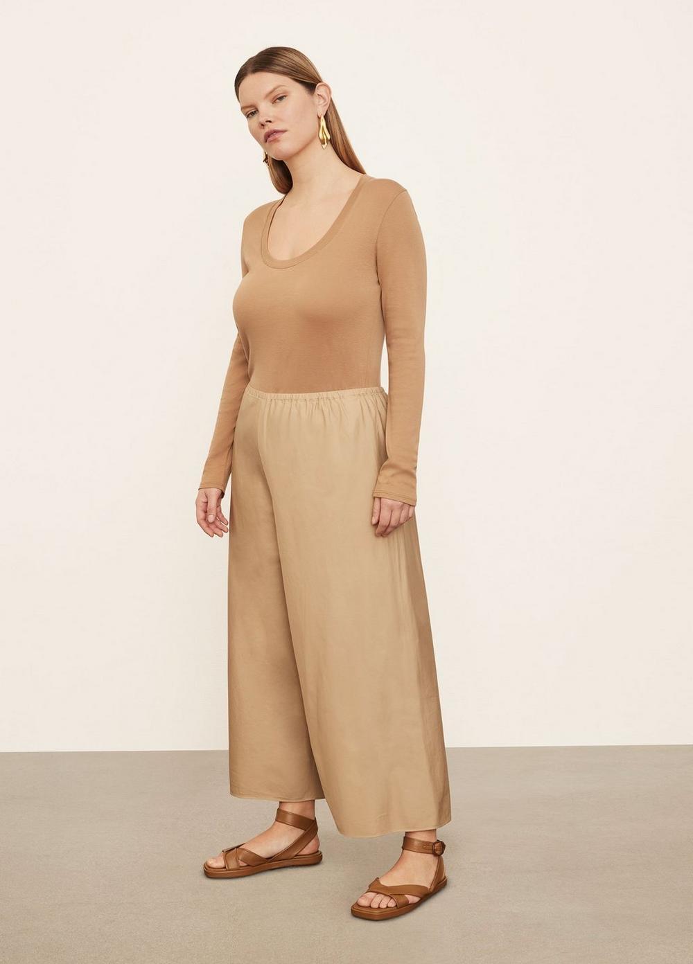 Womens Poplin Bias Culotte, Khaki, Size 3XL Vince Product Image