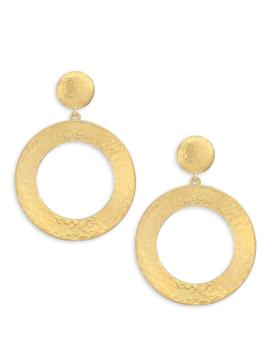 Womens Hourglass 24K Gold Vermeil Drop-Hoop Earrings Product Image