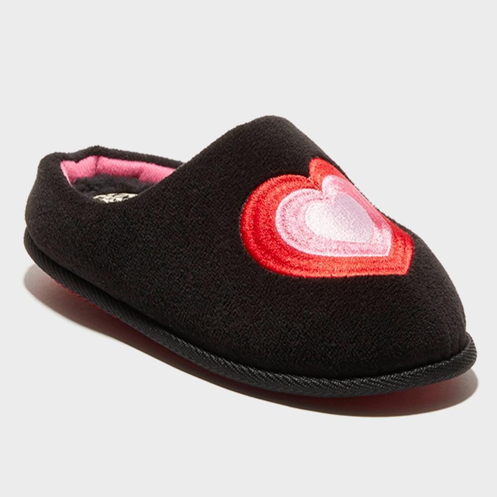 dluxe by dearfoams Women's Heart Slide Slippers - Black Product Image