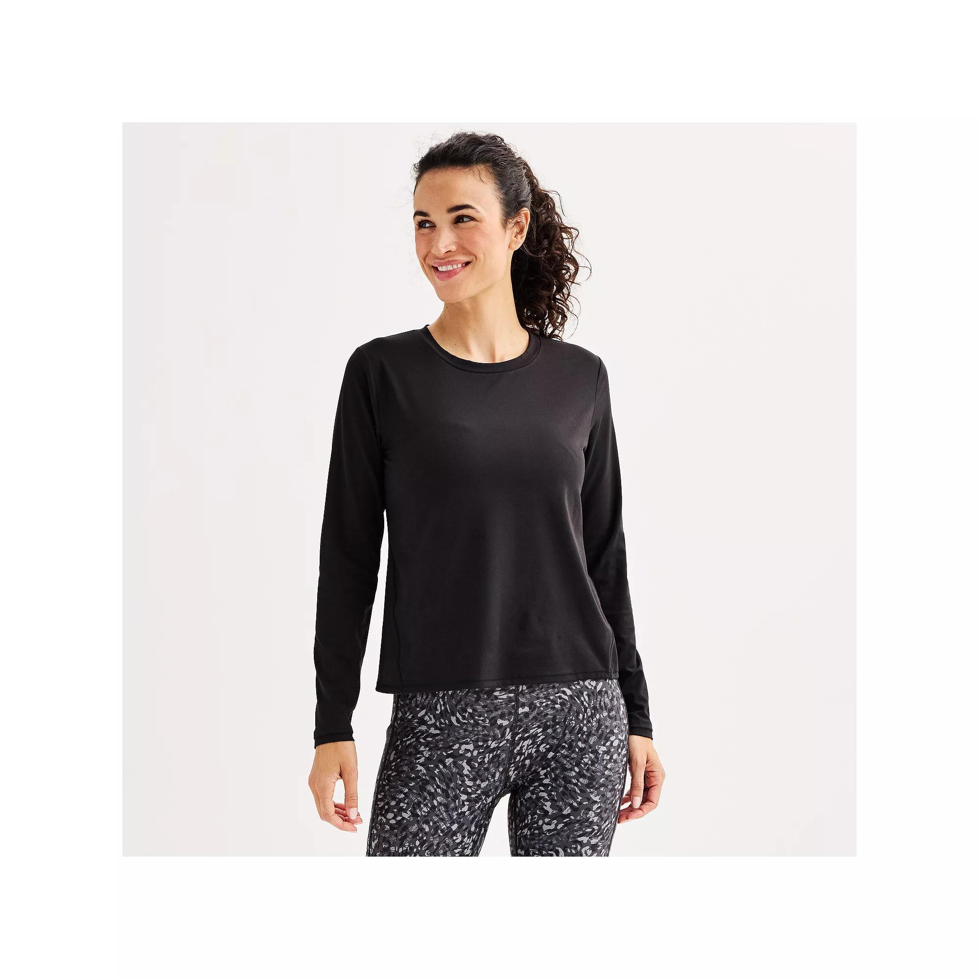 Women's Tek Gear® Essential Soft Long Sleeve Top, Size: Large, Mineral Black Product Image