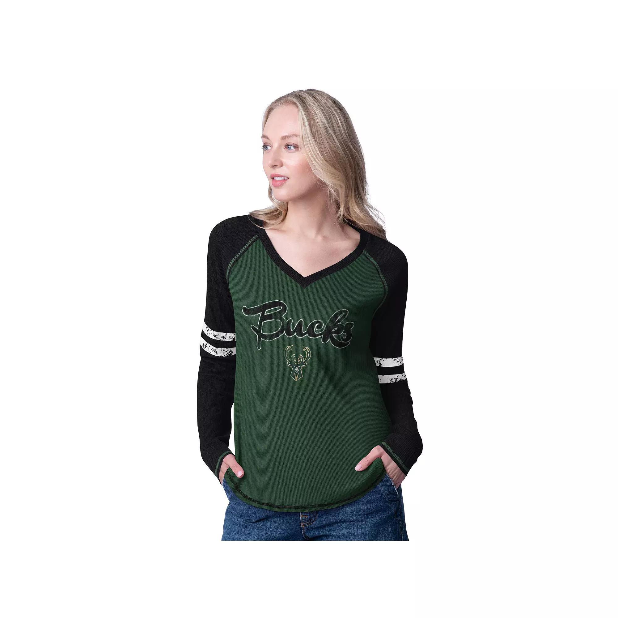 Women's G-III 4Her by Carl Banks Red/Black Chicago Bulls Winner Waffle Knit Thermal Long Sleeve Tri-Blend T-Shirt, Size: Medium Product Image