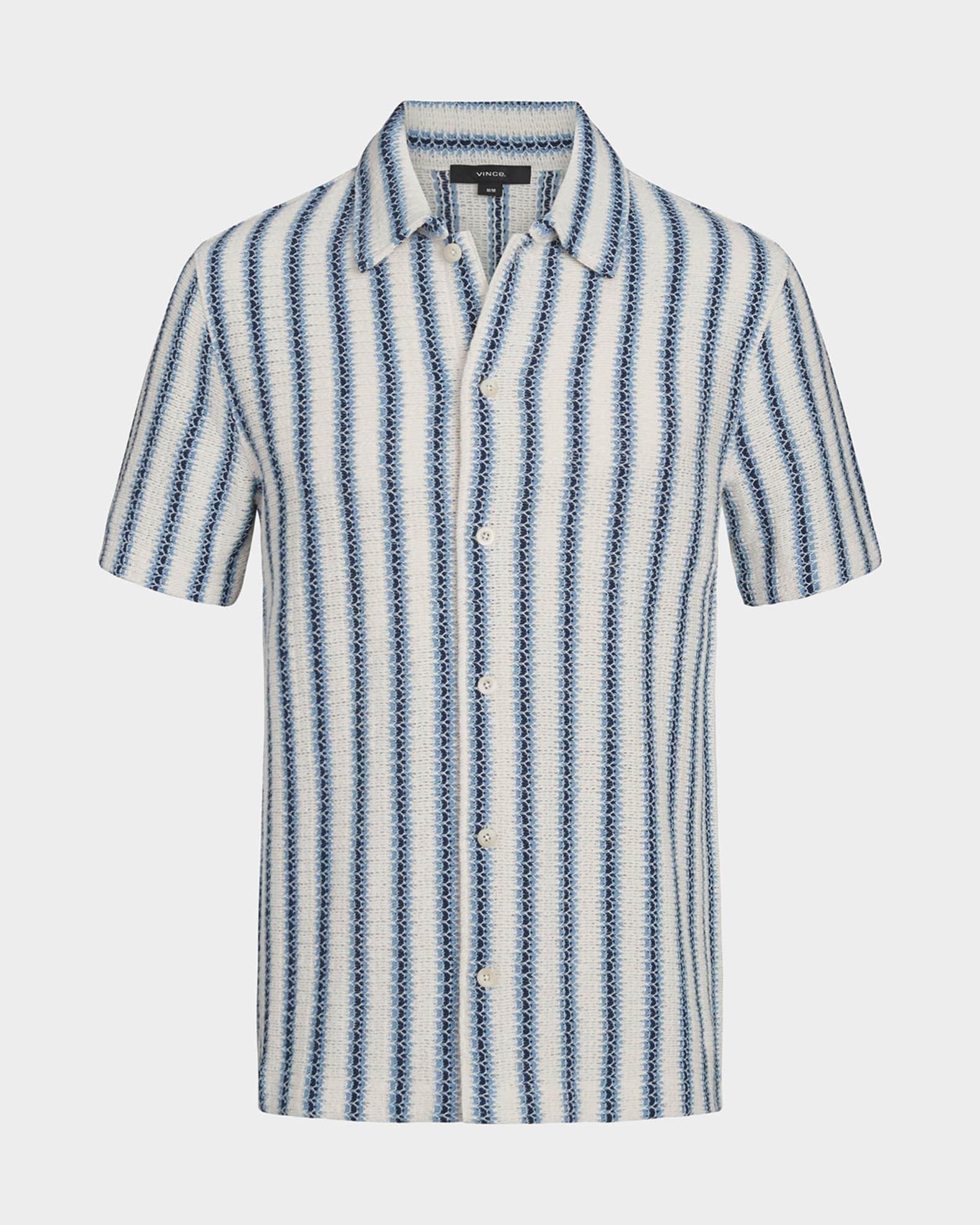 Men's Striped Knit Button-Down Shirt Product Image