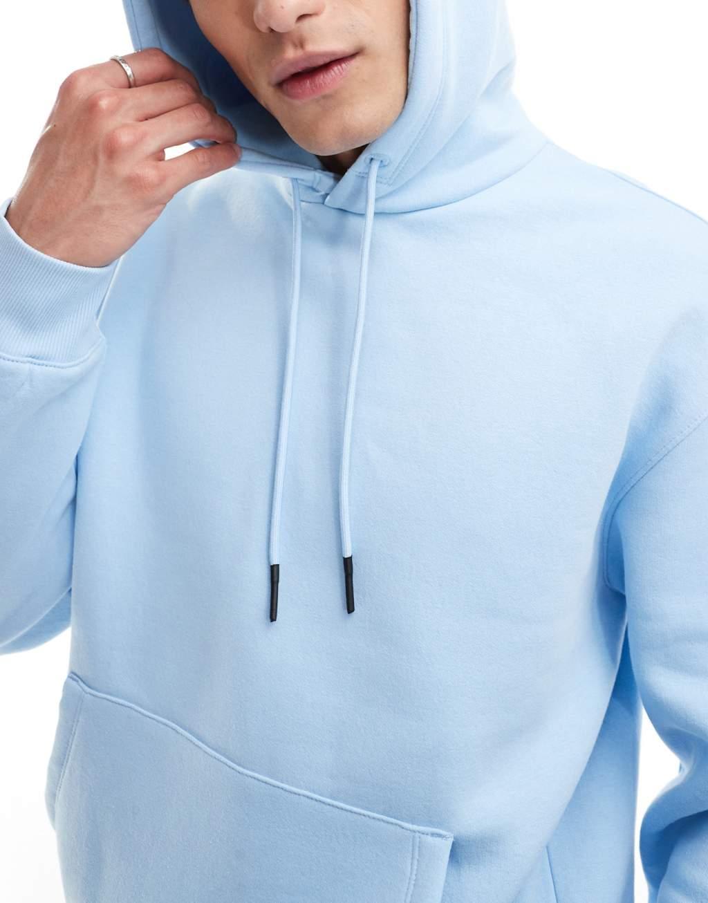 Bershka basic hoodie in blue Product Image
