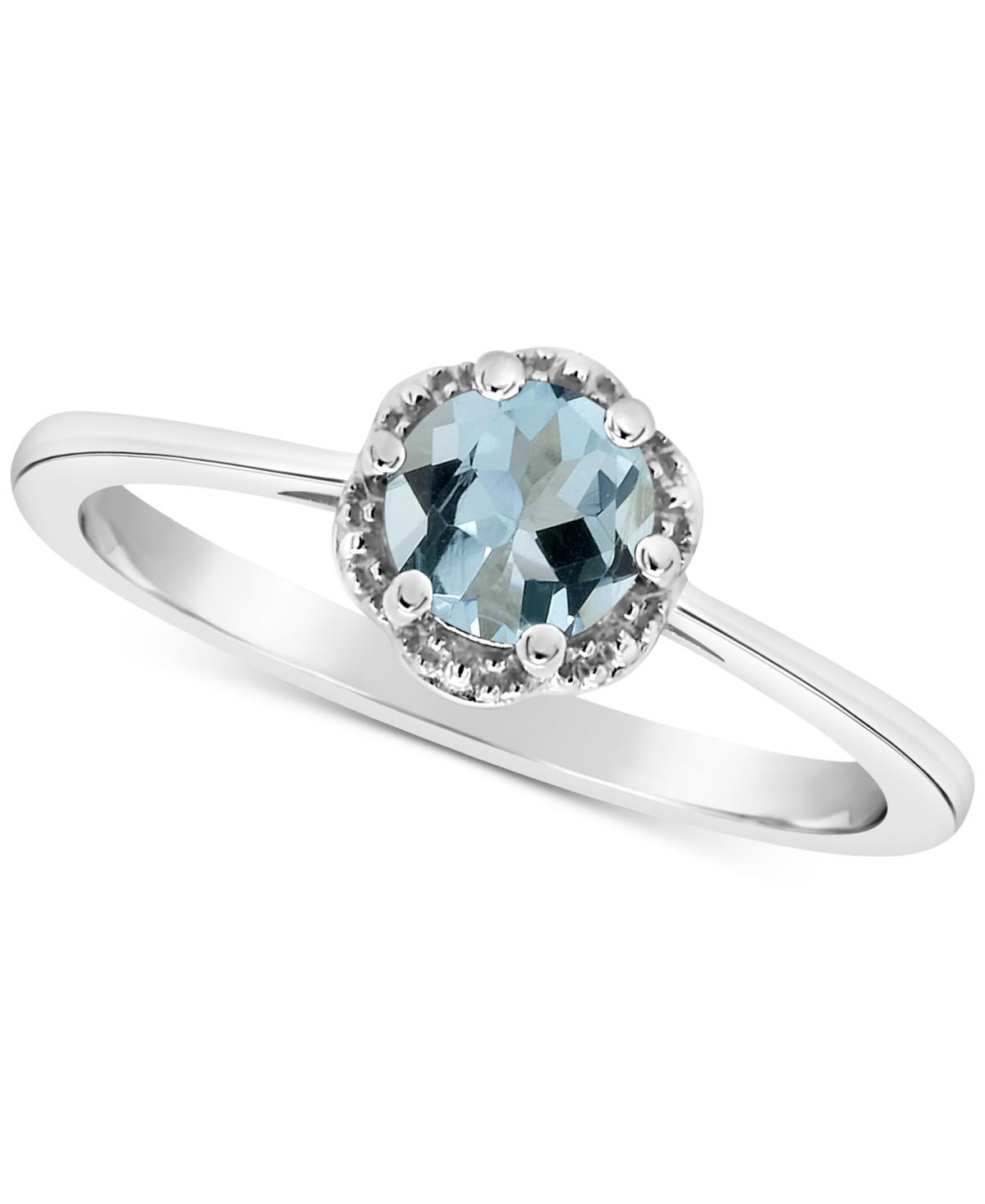 Celebration Gems Sterling Silver Aquamarine Studded Flower Ring, Women's, Size: 8 Product Image