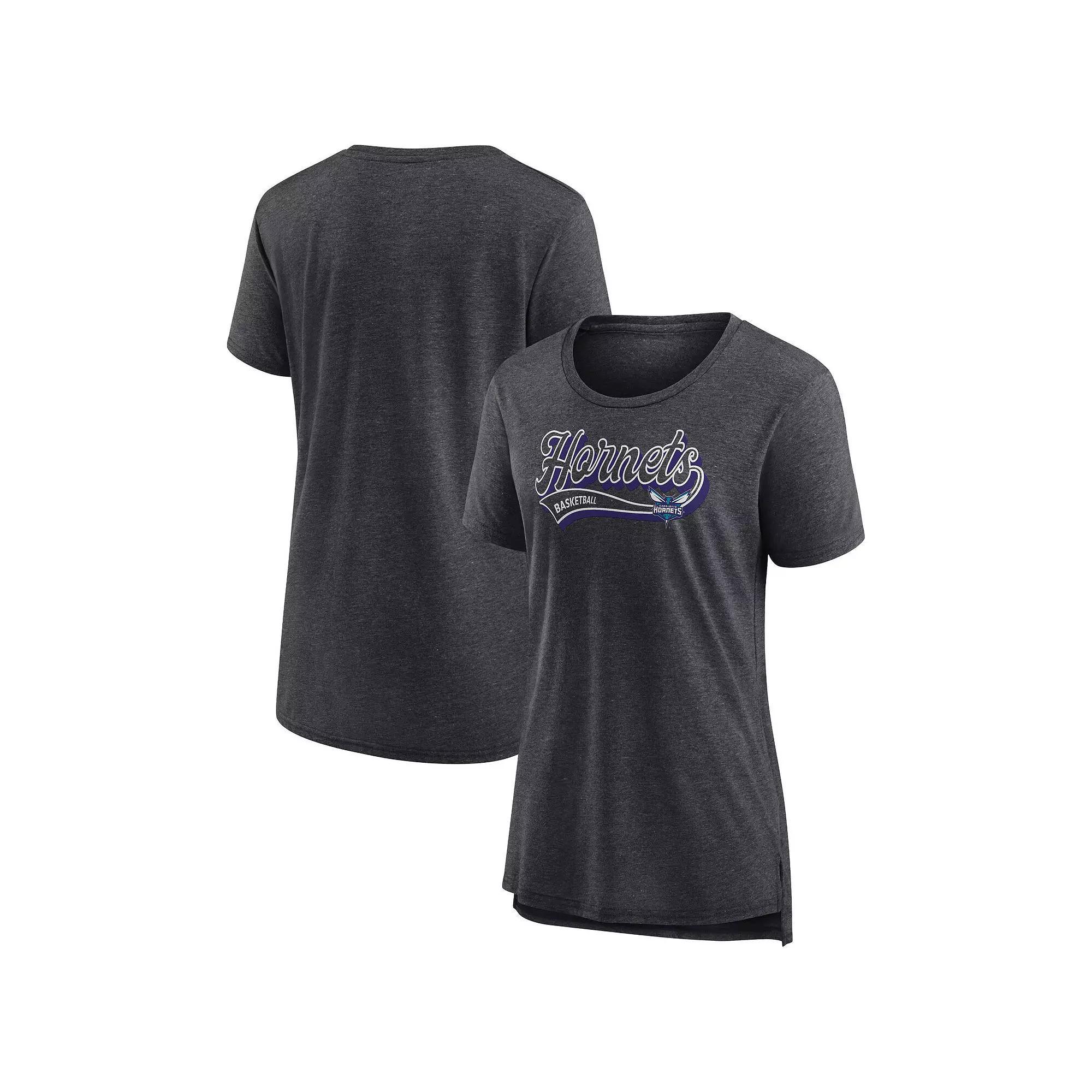 Women's Fanatics Branded Heather Charcoal Charlotte Hornets League Leader Tri-Blend T-Shirt, Size: 2XL, Chr Charco Product Image