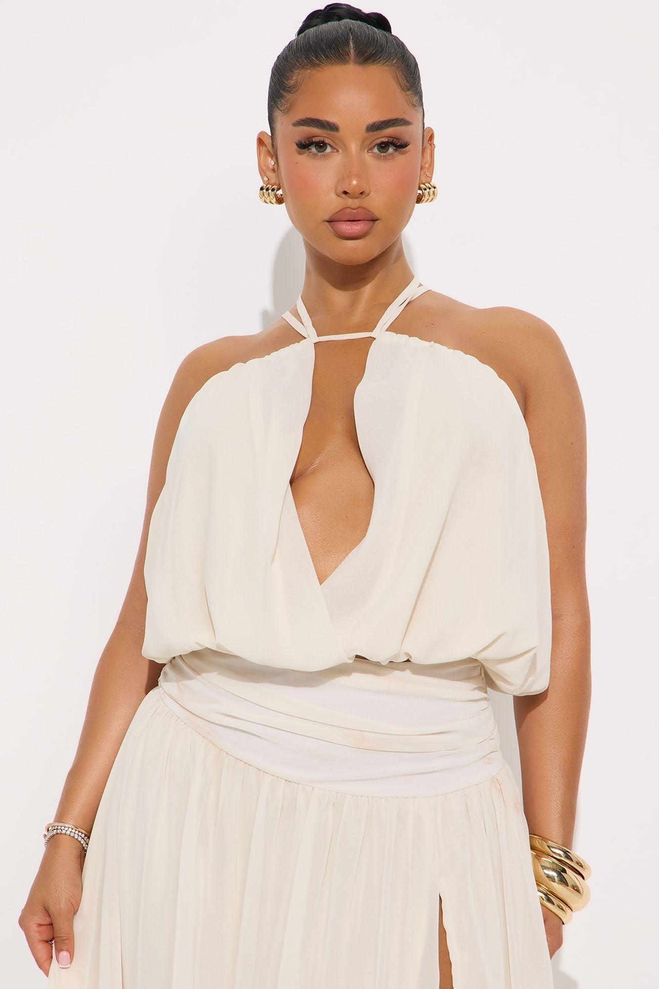Aubrey Chiffon Maxi Skirt Set - Cream Product Image