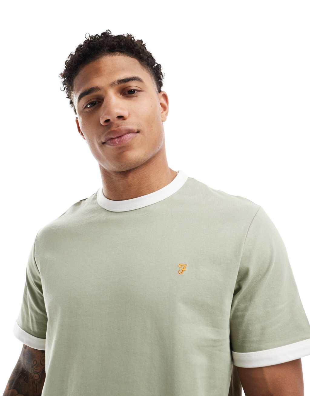 Farah ringer short sleeve T-shirt in green Product Image