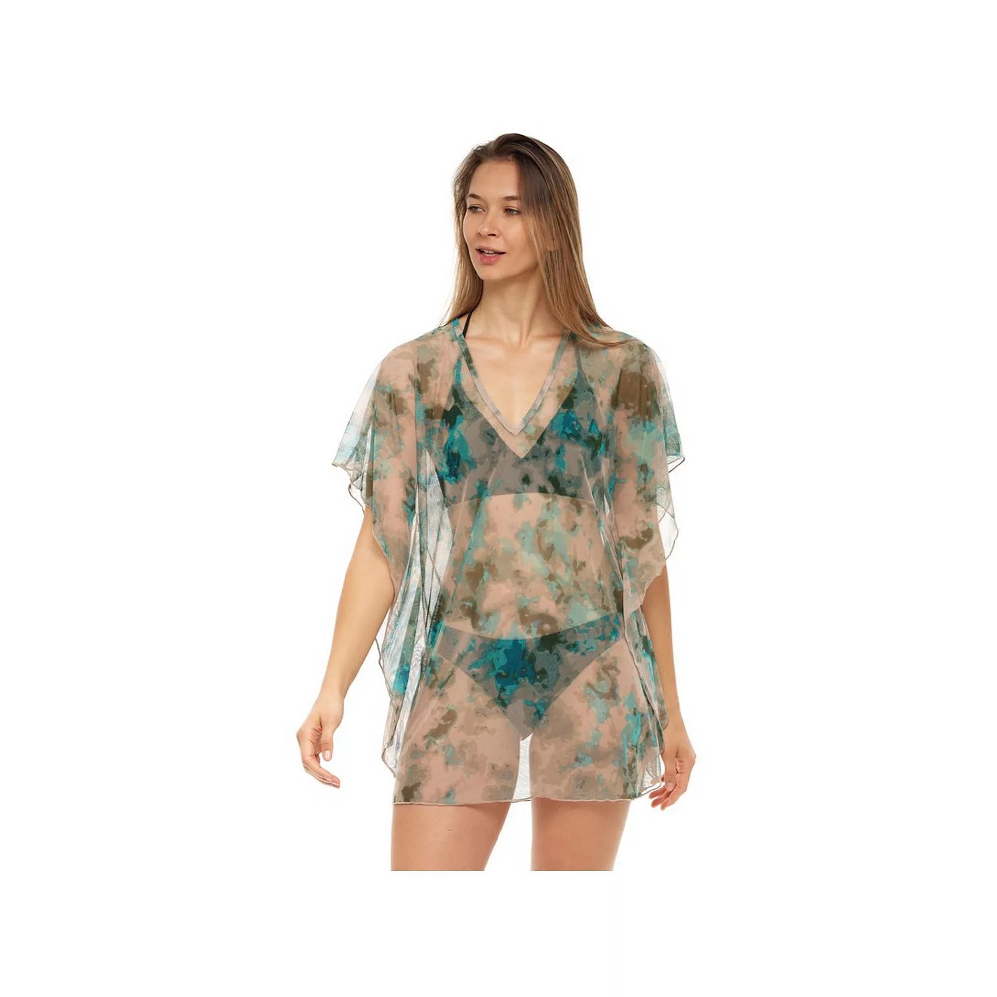Women's Jordan Taylor Printed Mesh Kaftan Swim Cover-Up, Size: Small, Gray Product Image