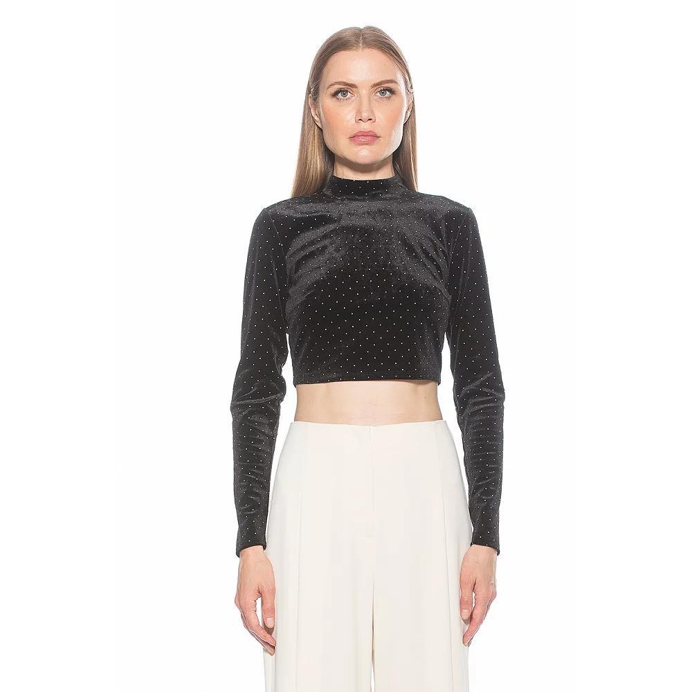 Women's ALEXIA ADMOR Ari Draped Mockneck Long Sleeve Top, Size: Small, Blue Product Image