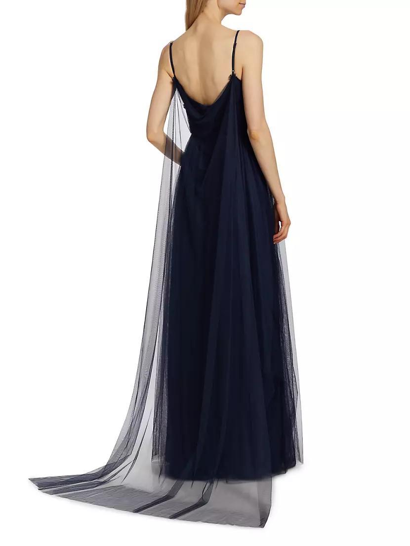 Womens Manuela Tulle Cape Back Gown Product Image