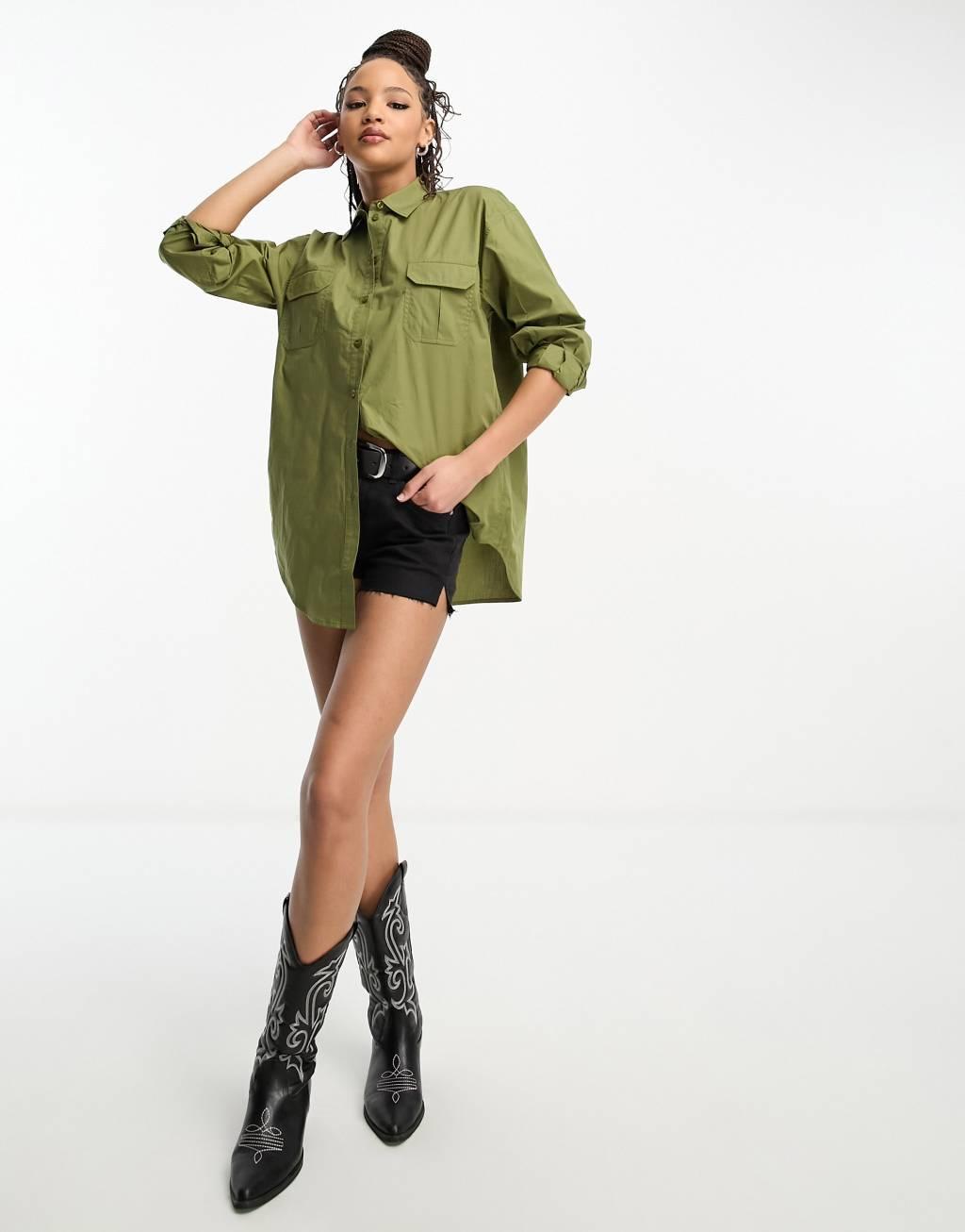 Miss Selfridge poplin utility oversized shirt Product Image