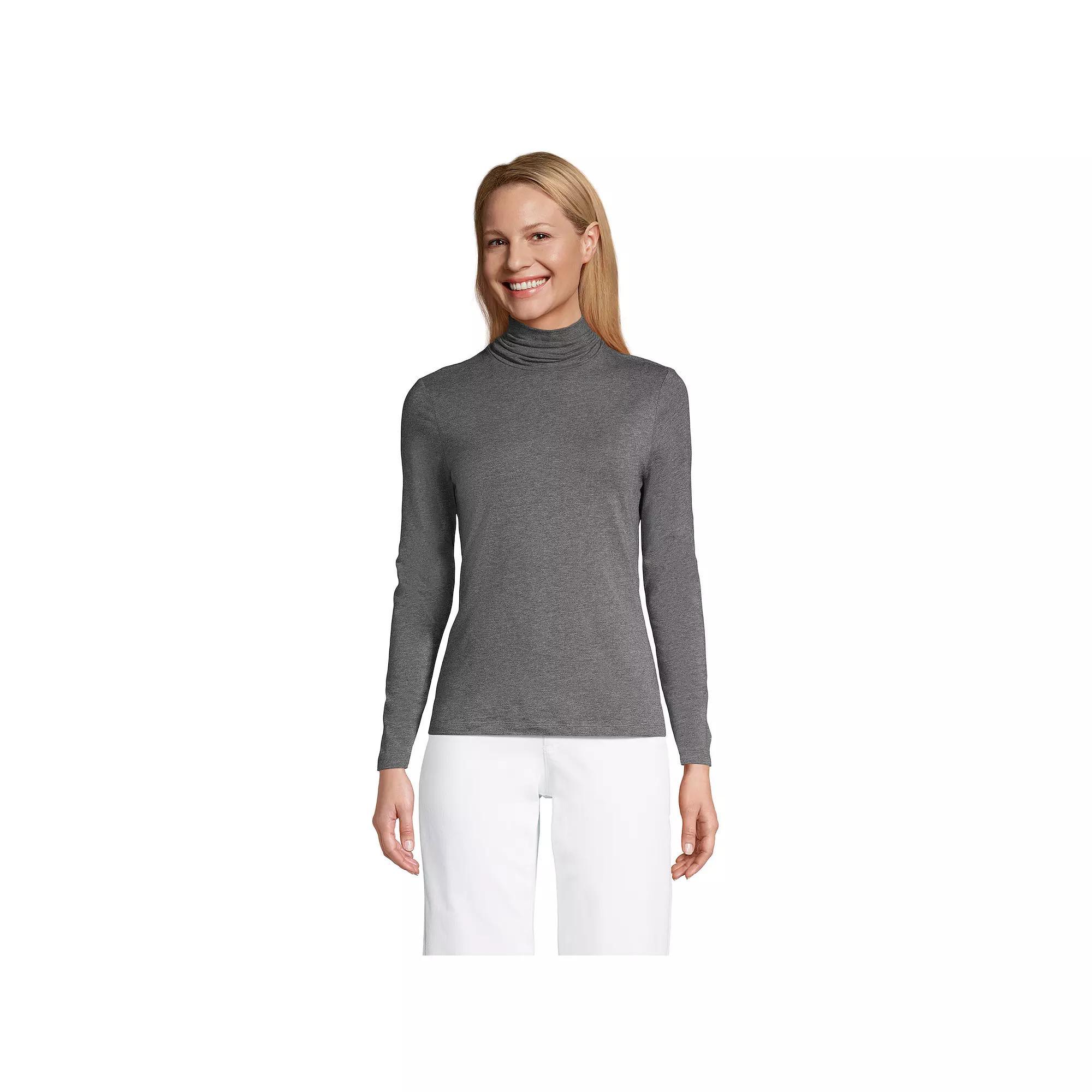 Women's Lands' End Lightweight Fitted Turtleneck, Size: Large, Pink Fog Product Image