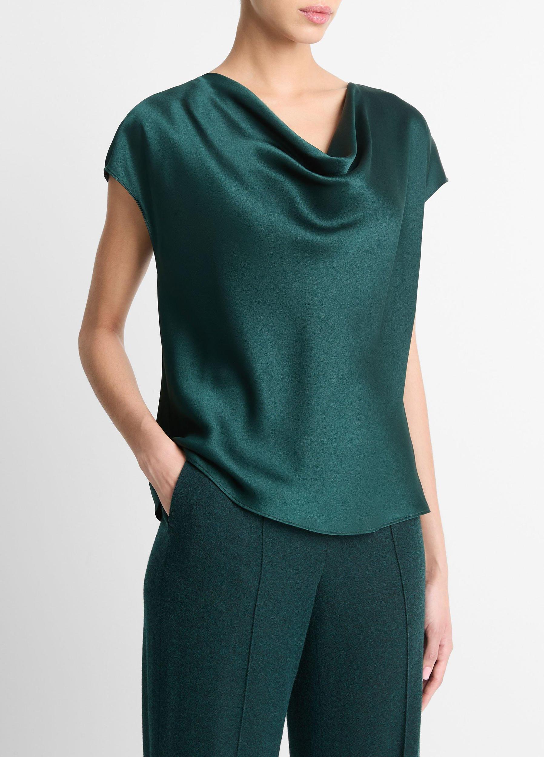 Womens Silk Cowl-Neck Blouse, Off White, Size XL Vince Product Image