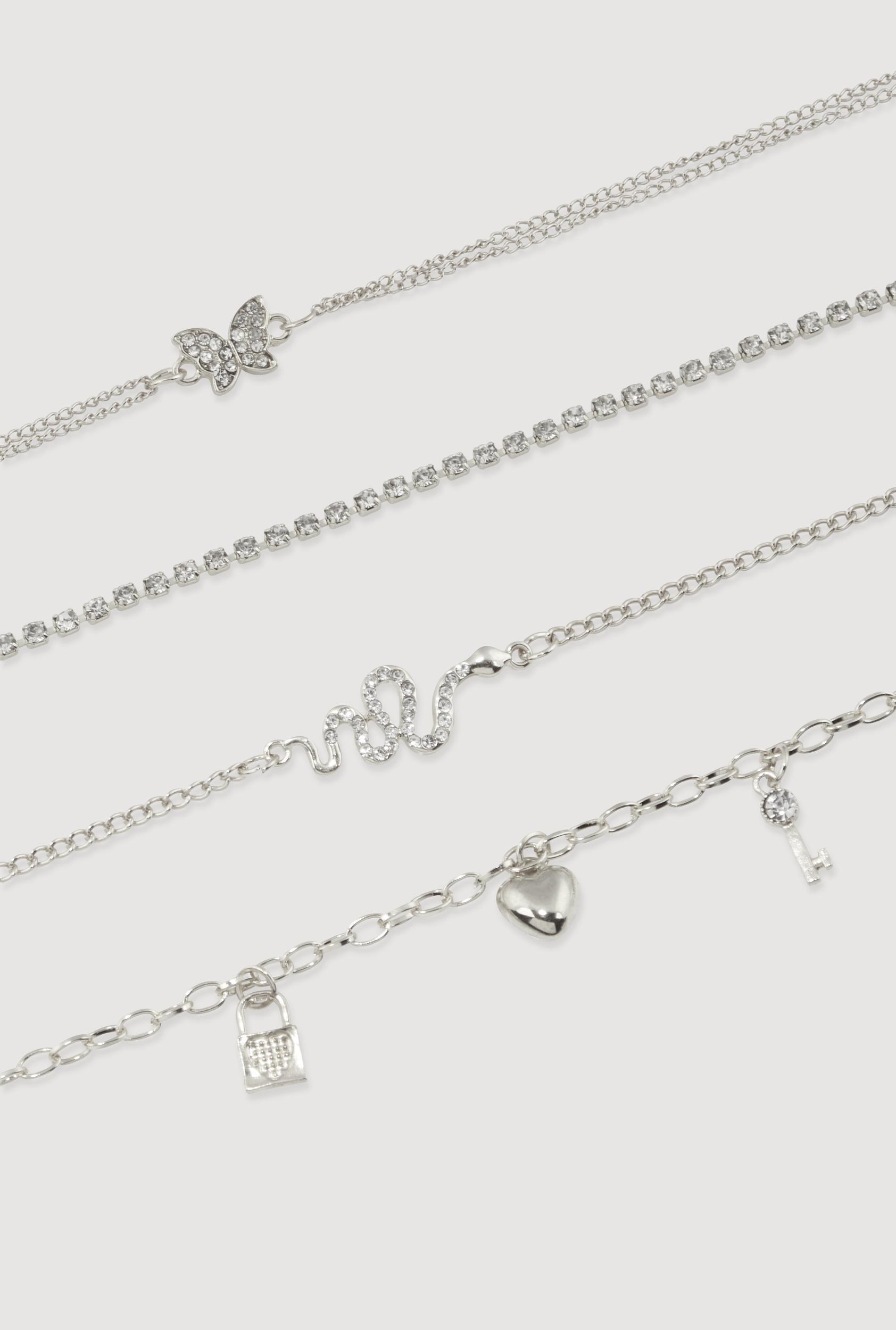 Cubic Zirconia Charm Anklets Set of 4 Female Product Image