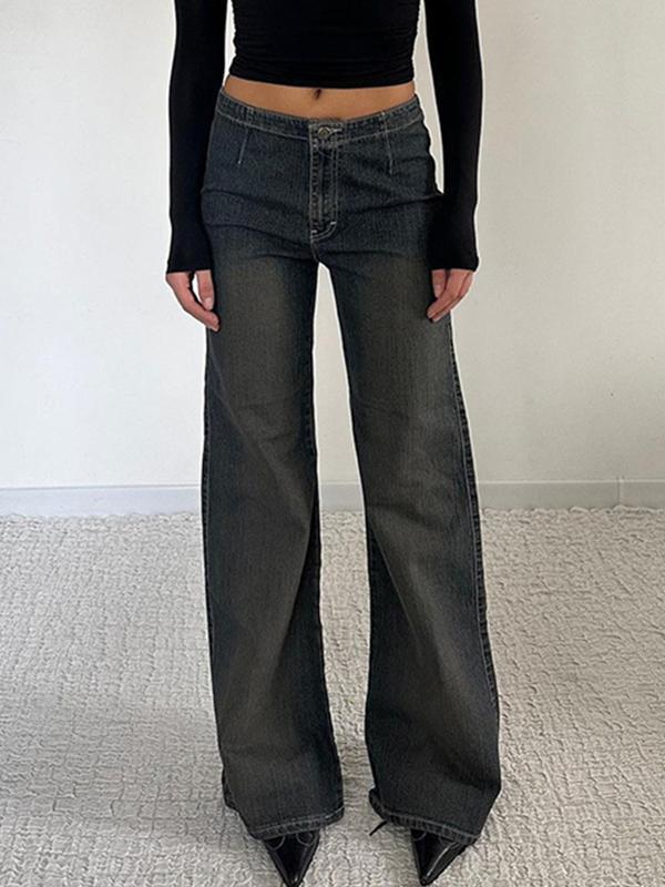 Pleated Fashionable Simplicity Flare Jeans Product Image
