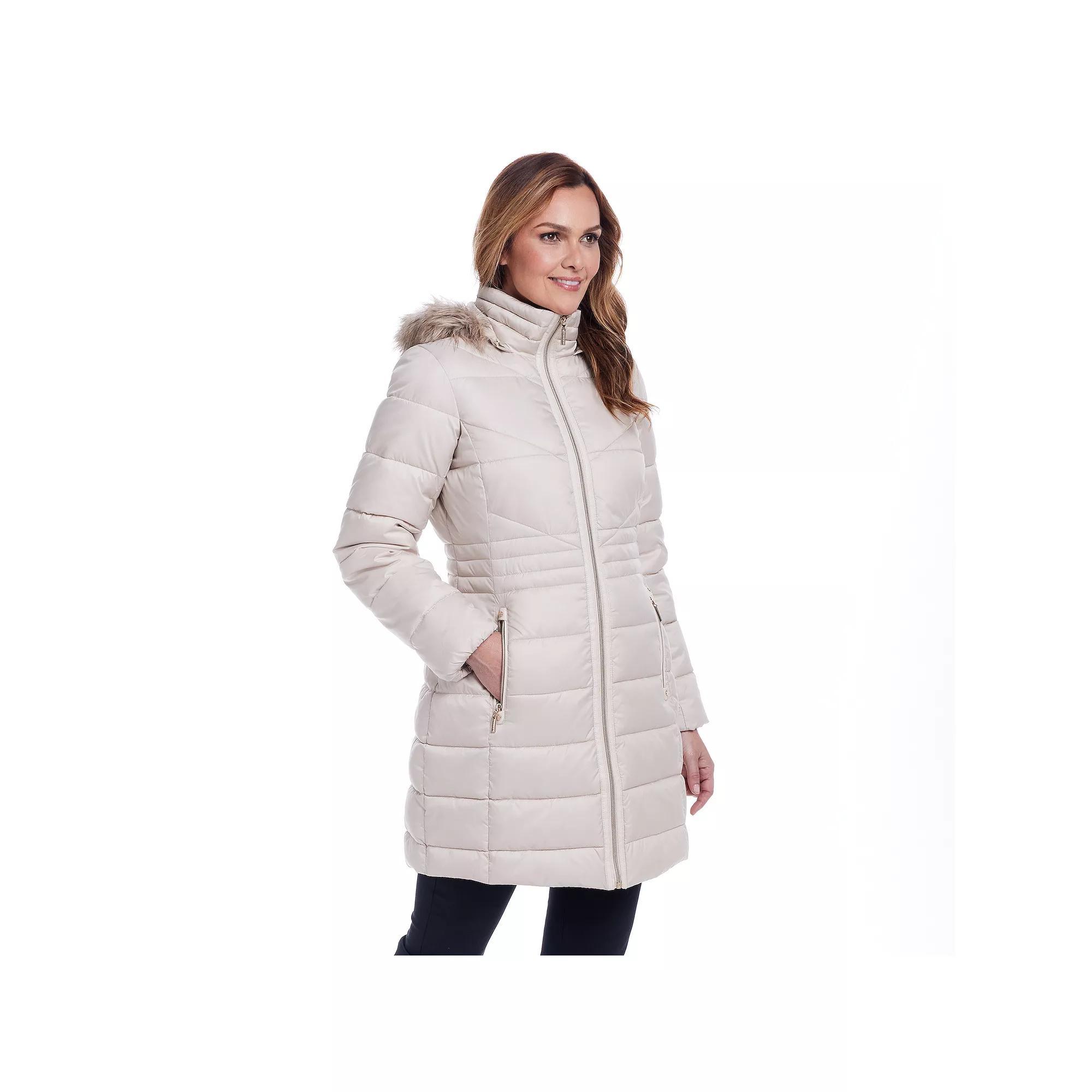 Women's Gallery Faux-Fur Hooded Puffer Jacket, Size: XL, Peyote Product Image