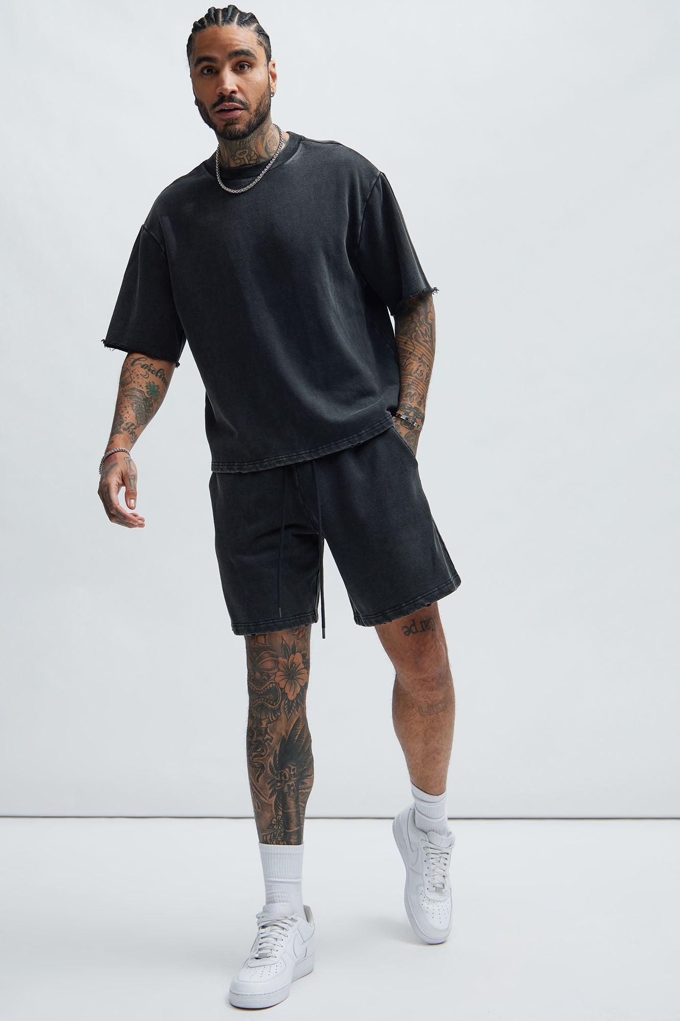 Tyson Heavy Wash Relaxed Shorts - Black Wash Product Image
