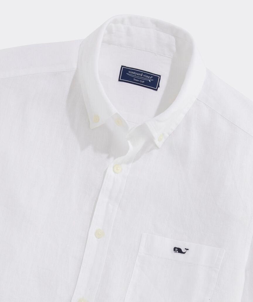 Linen Short-Sleeve Solid Shirt Product Image