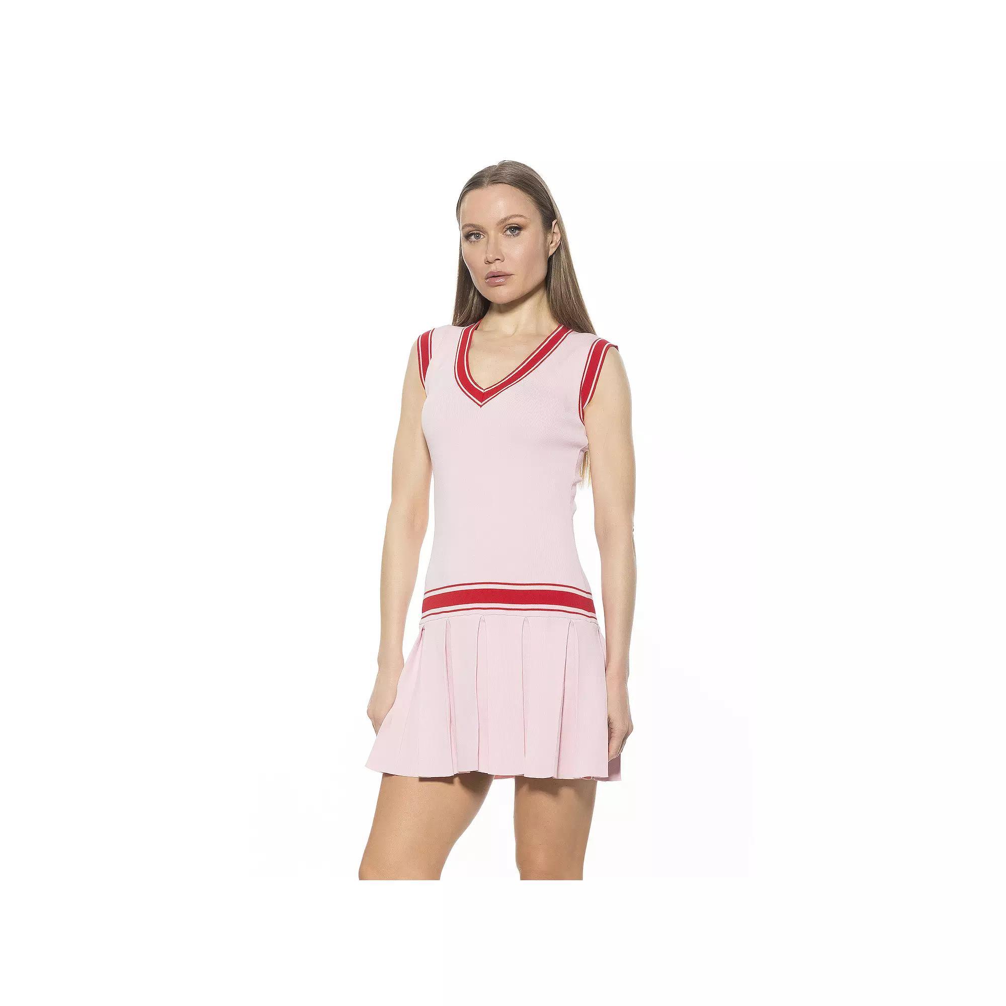 Women's ALEXIA ADMOR Venus V-Neck Dropped Waist Knit Tennis Dress, Size: XL, Ivory Product Image