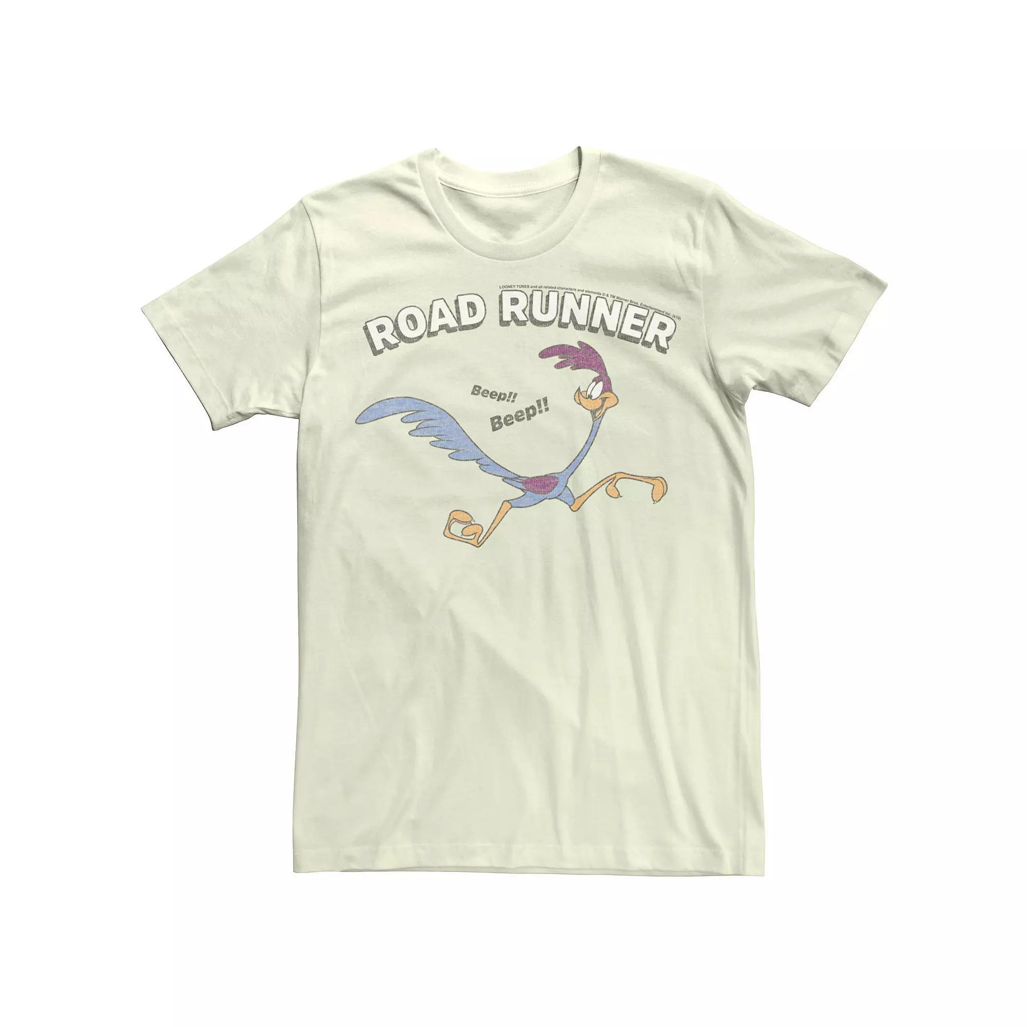 Men's Looney Tunes Retro Road Runner Beep Beep Distorted Tee, Size: Medium, Natural Product Image