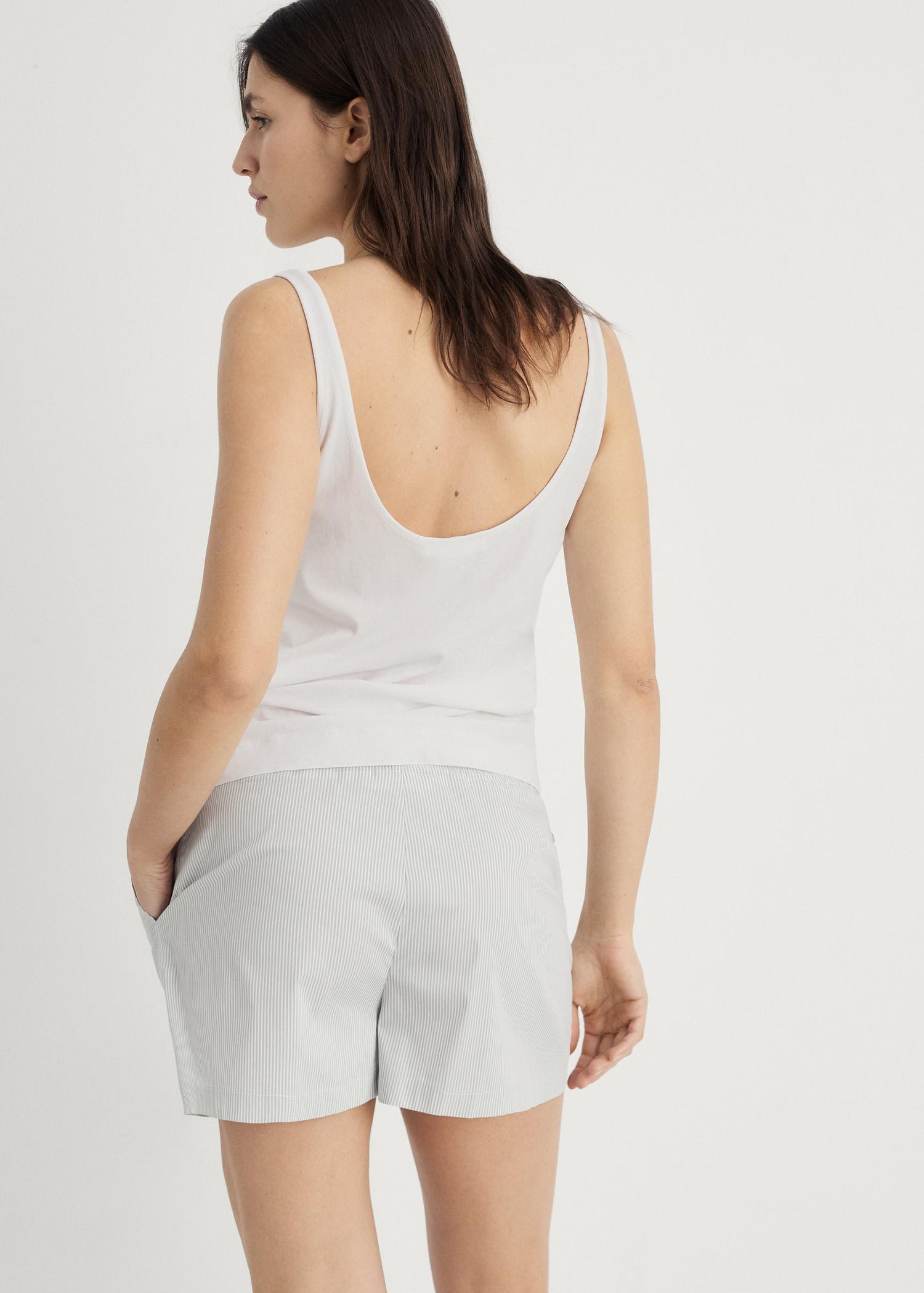 Striped pajama shorts with elasticated detail - Women | MANGO USA Product Image