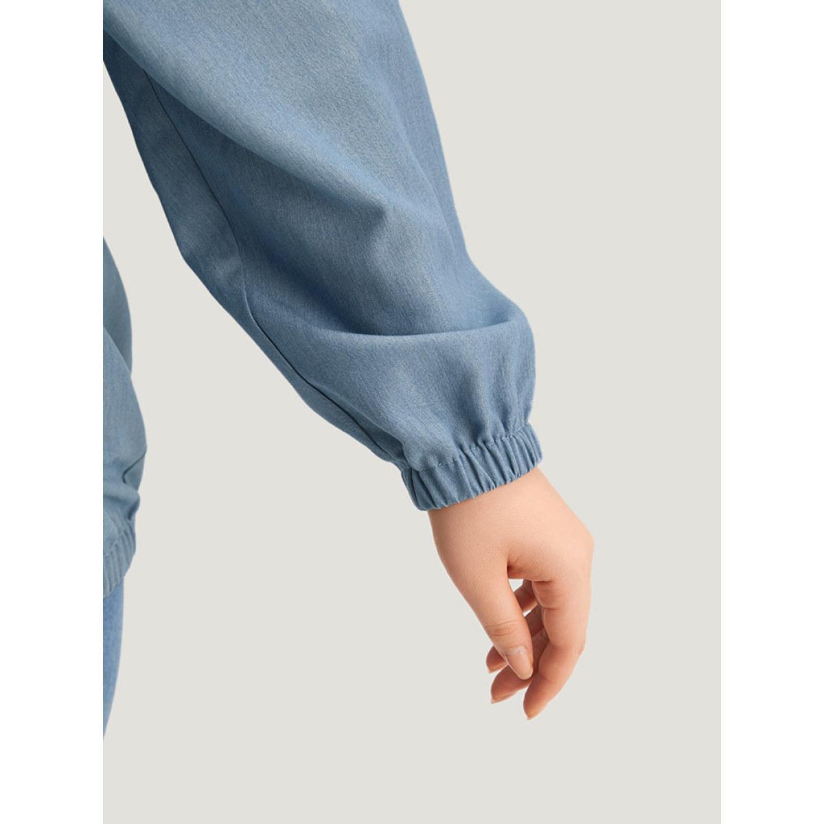 Plus Size Lapel Collar Hooded Zipper Pocket Elastic Hem Jacket Women Stone Elastic cuffs Pocket Dailywear Jackets BloomChic 12/L Product Image