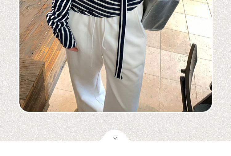 Long-Sleeve Off-Shoulder Striped Tee Product Image