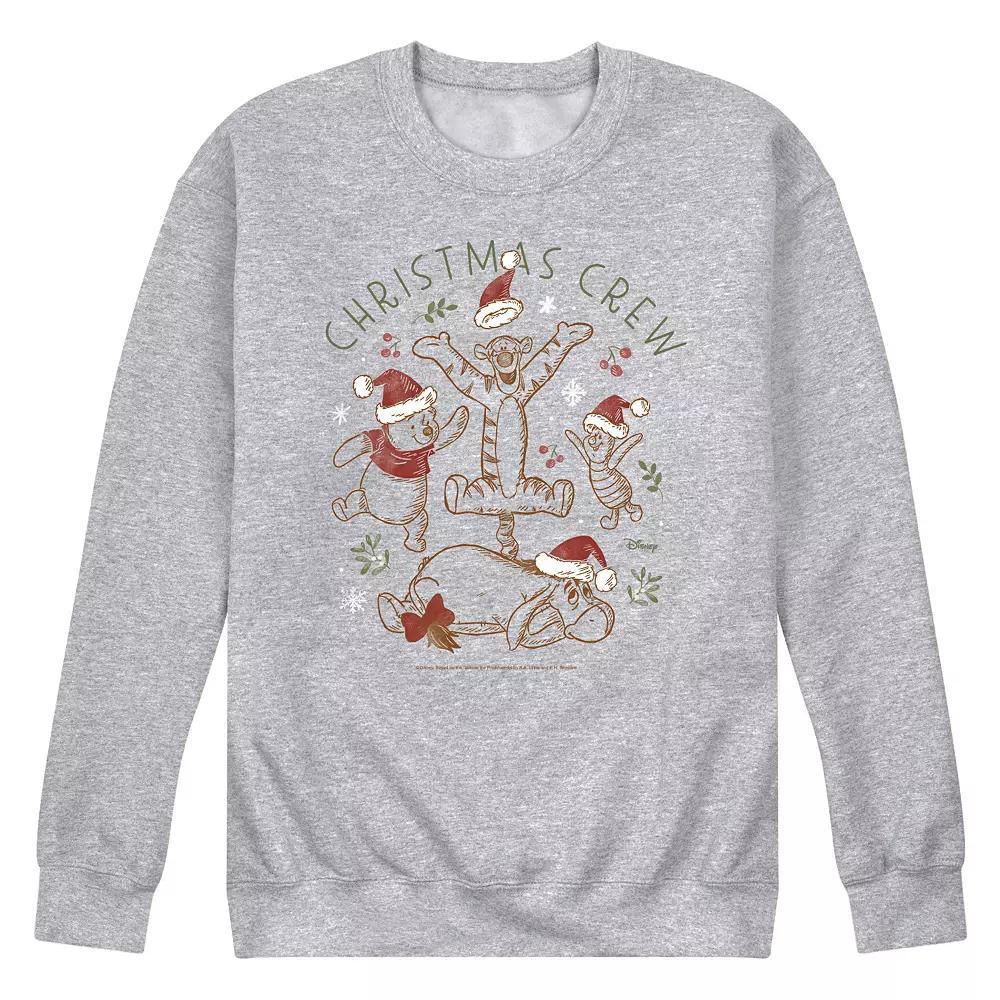 Disneys Winnie The Pooh Mens Christmas Crew Fleece Sweatshirt Grey Gray Product Image
