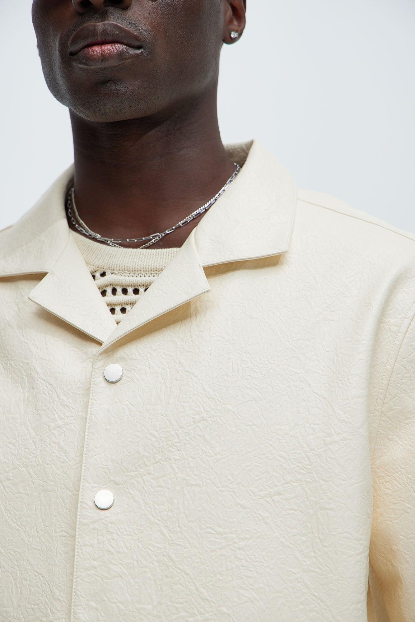 Riker Faux Leather Shirt - Cream Product Image