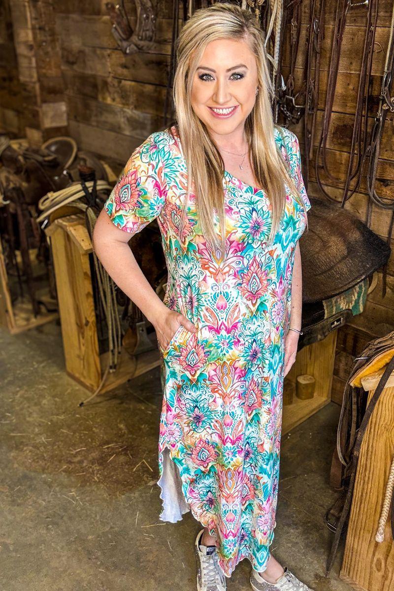Sterling Kreek Pink Skies Maxi Dress Product Image