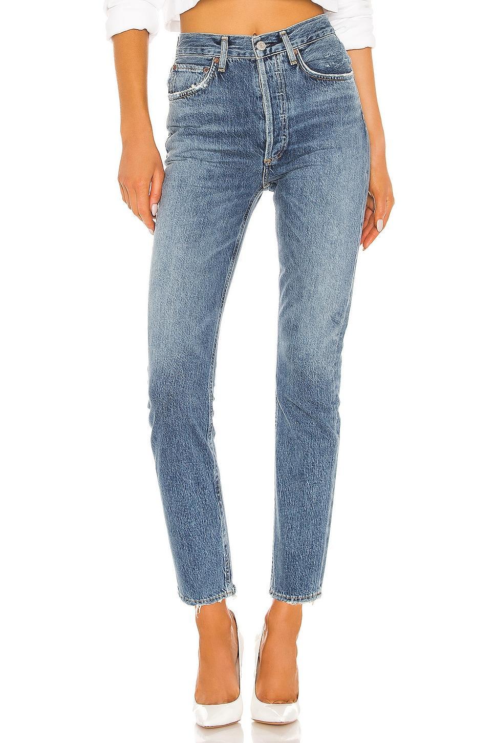 Agolde Riley High Rise Cropped Straight Jeans in Frequency Product Image