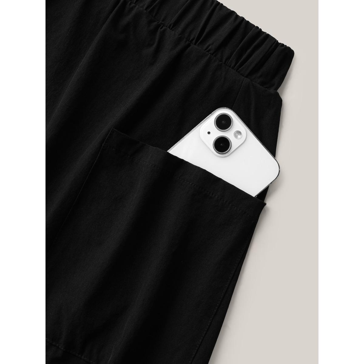 Plus Size Quick Dry Patch Pocket Swim Skirt Women's Swimwear Black Beach Tiered High stretch Bodycon High Rise Patch pocket Curve Swim Bottoms BloomChic 22-24/3X Product Image