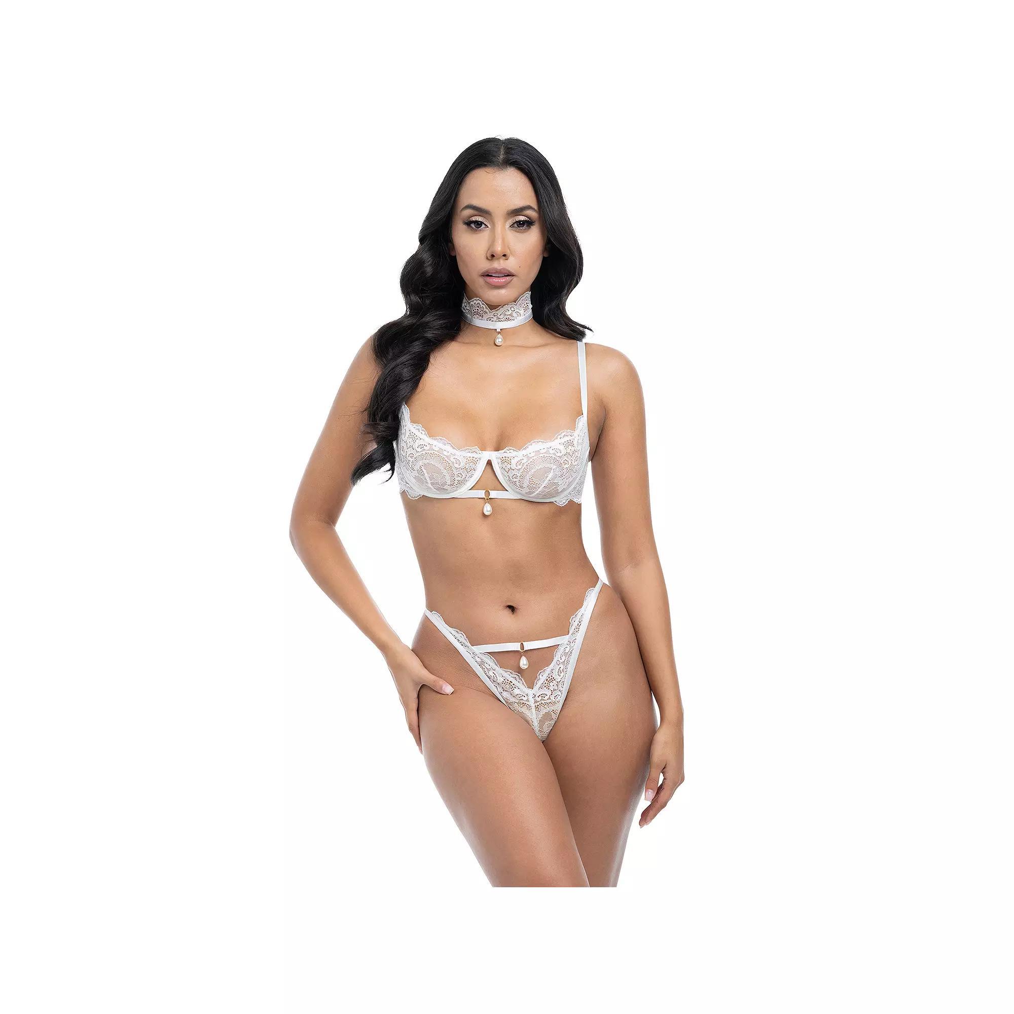 Women's Oh La La Cheri Perla 2-Piece Lingerie Set 40-12082, Size: Small-Medium, Bright White Product Image