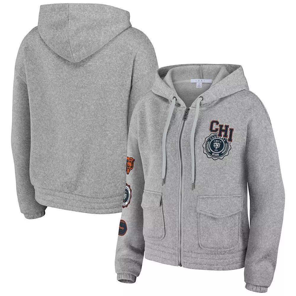 Women's WEAR by Erin Andrews Heather Gray Chicago Bears Full-Zip Hoodie, Size: 2XL, Grey Product Image