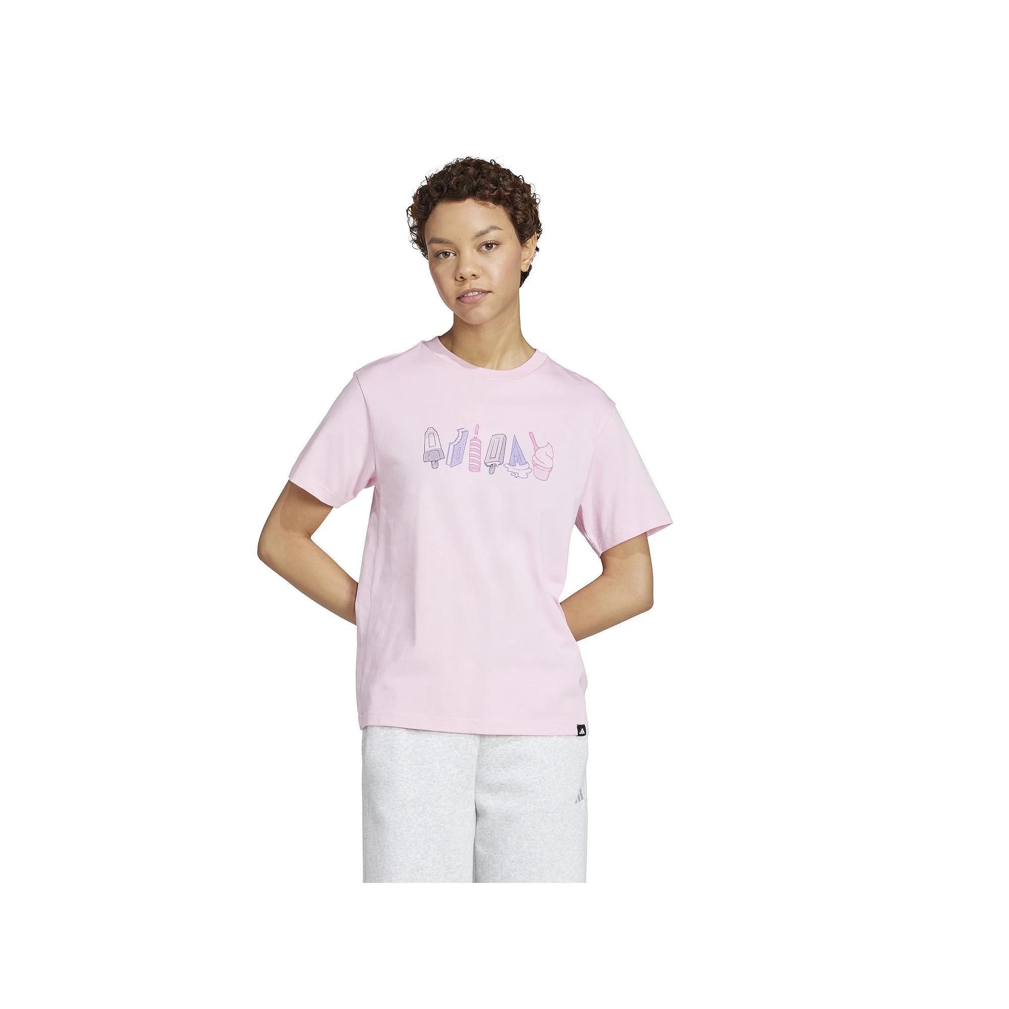 Women's adidas Lounge Food Sportswear Graphic Tee, Size: Medium, True Pink Product Image
