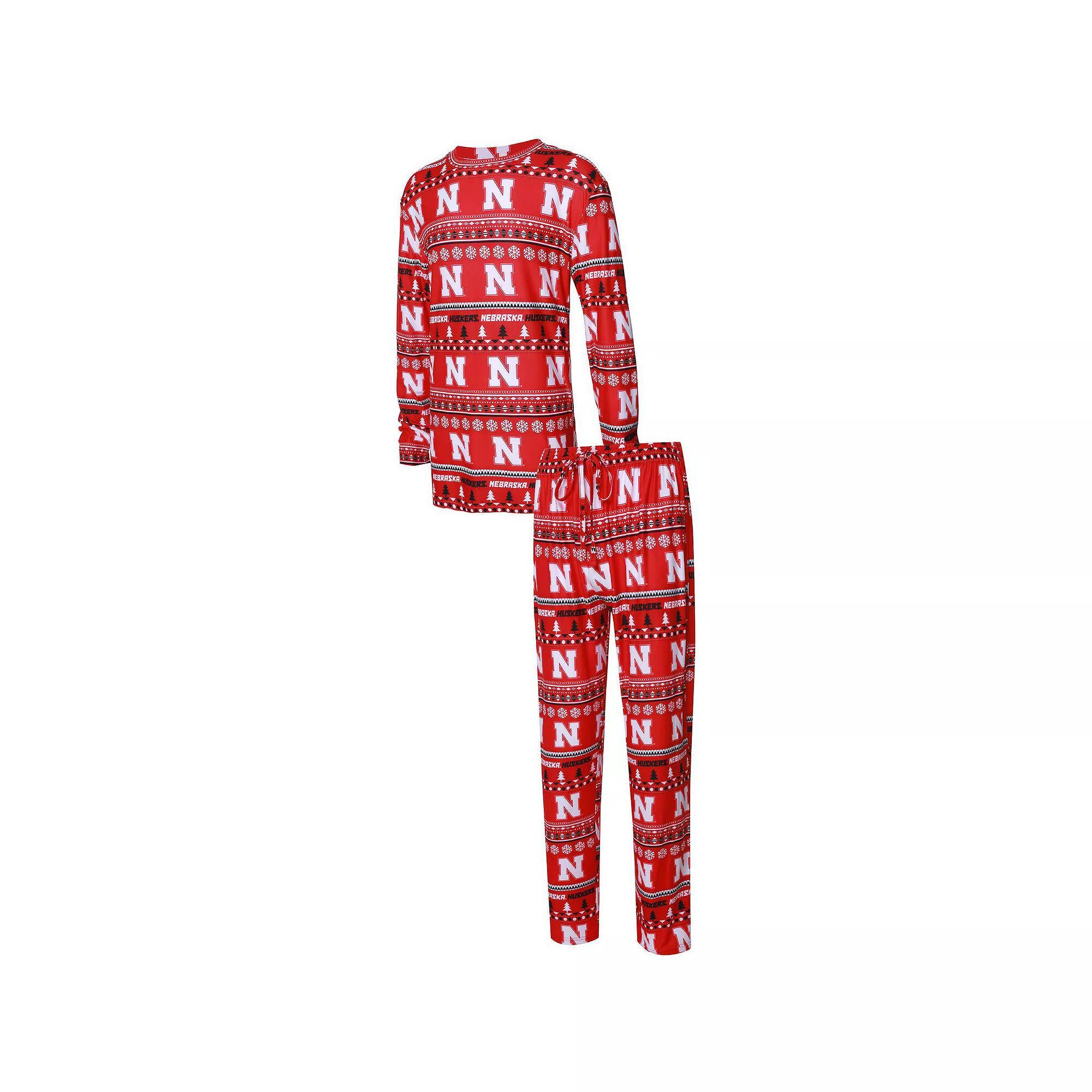 Men's Concepts Sport Scarlet Nebraska Huskers Ugly Sweater Knit Long Sleeve Top and Pant Set, Size: Medium, Red Product Image