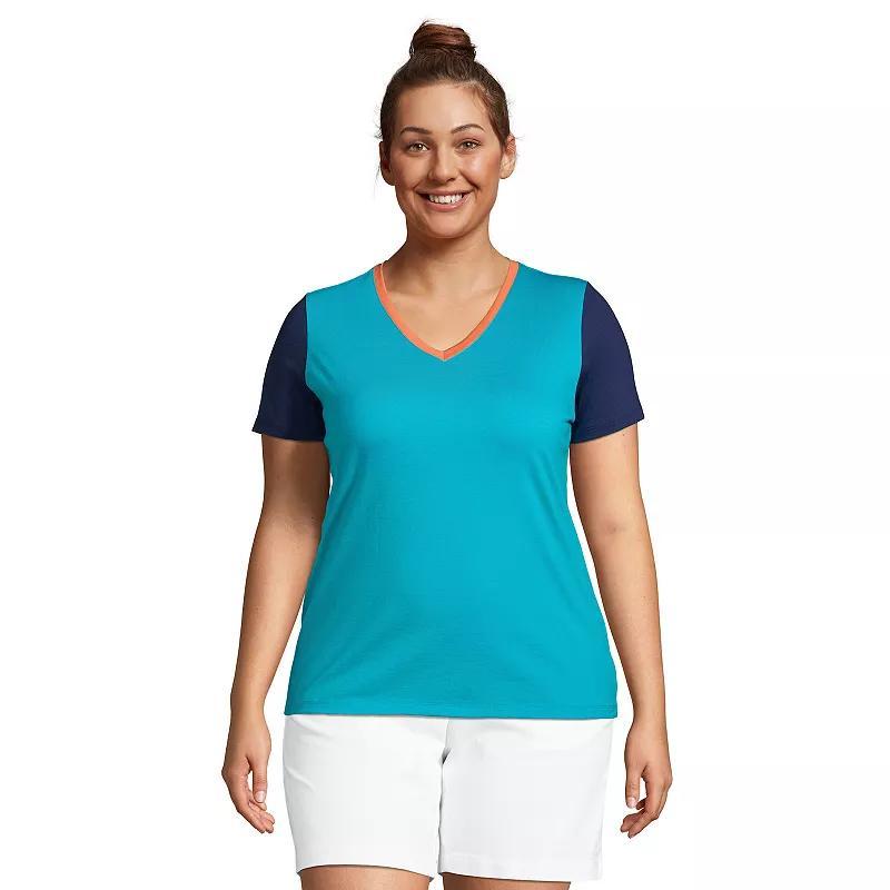 Plus Size Lands' End Relaxed-Fit Supima Cotton V-Neck Tee, Women's, Size: 2XL, Simply Yellow Product Image