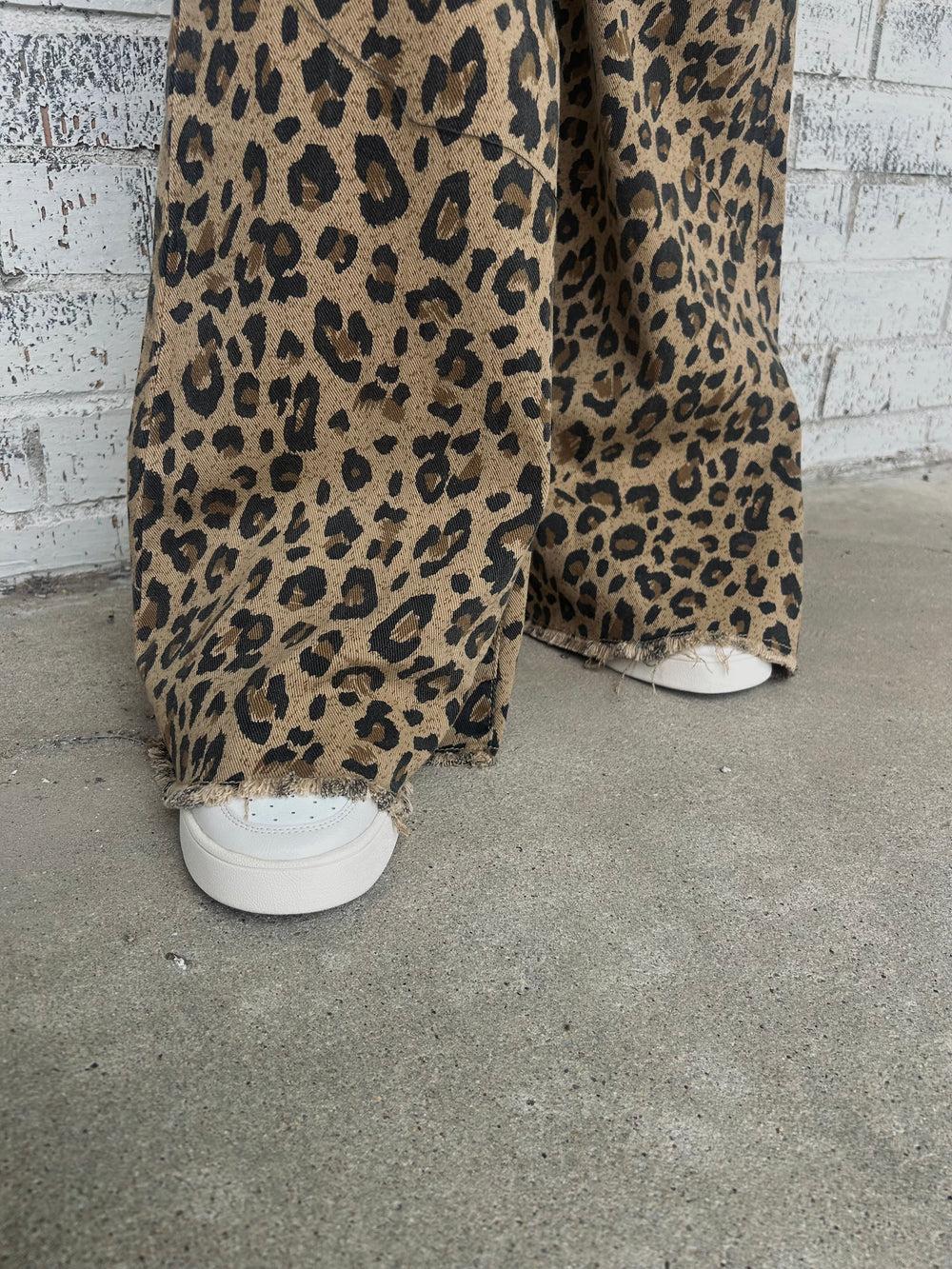 L&B Brown Leopard Denim High Rise Flare Jeans Product Image
