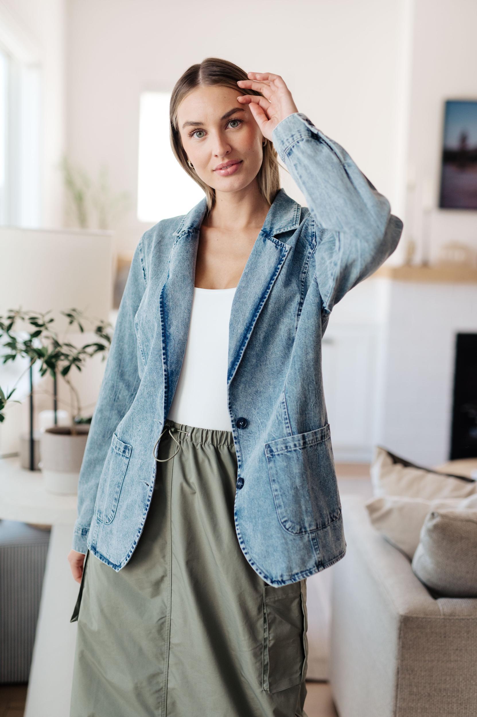 Business Brunch Denim Blazer - ONLINE EXCLUSIVE! Product Image