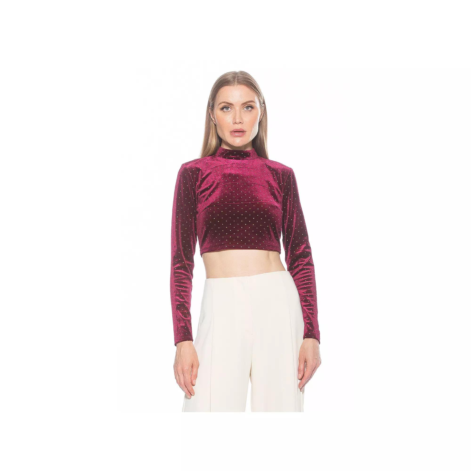 Women's ALEXIA ADMOR Ari Draped Mockneck Long Sleeve Top, Size: Small, Blue Product Image