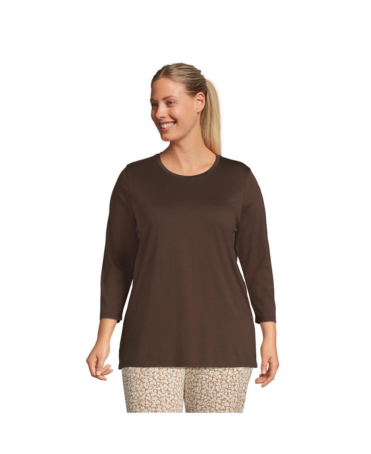 Plus Size Lands' End Supima Cotton Relaxed Fit Crewneck Tunic, Women's, Size: 3XL, Radiant Blue Product Image