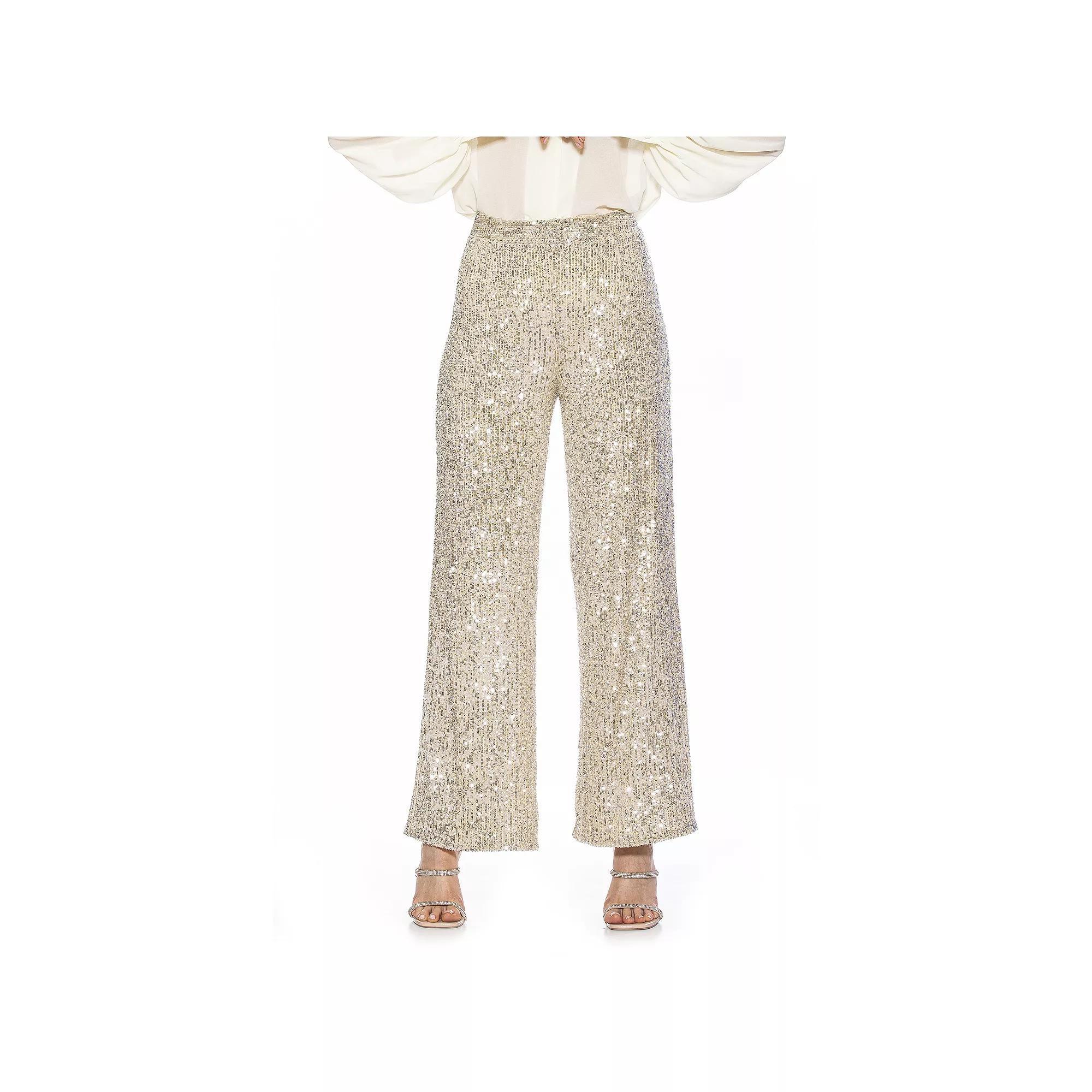 Women's ALEXIA ADMOR Wide-Leg Sequin Pants, Size: XL, Black Product Image