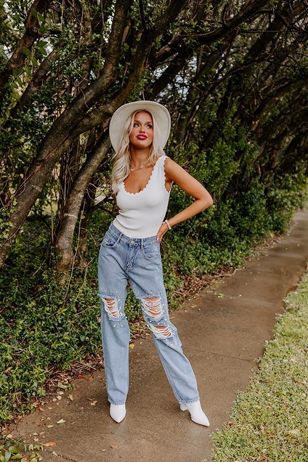 The Quinton High Waist Embellished Straight Leg Jean Product Image