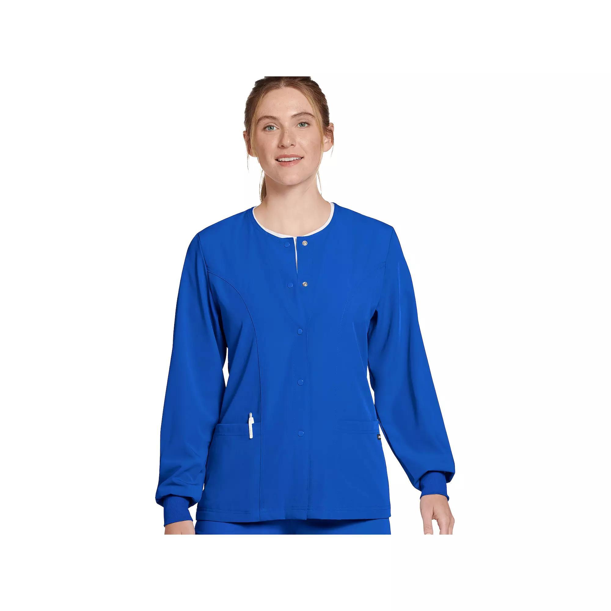 Women's Jockey® Scrubs Classic Round Neckline Snap Jacket 2356, Size: 2XL, Silver Product Image