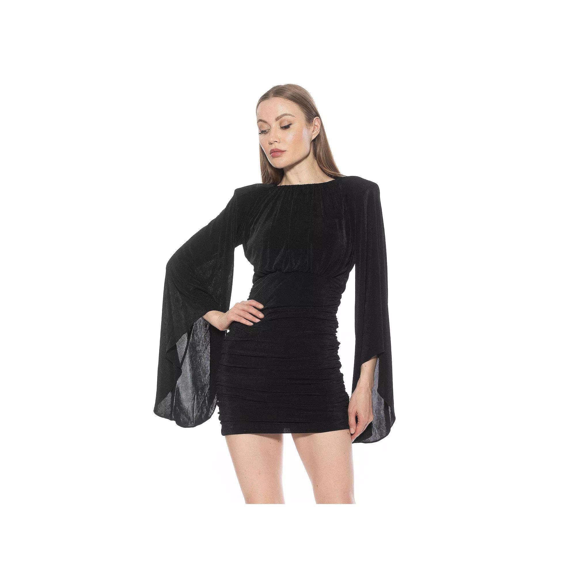 Women's ALEXIA ADMOR Sibyl Draped Sleeve Ruched Mini Dress, Size: Medium, Purple Product Image