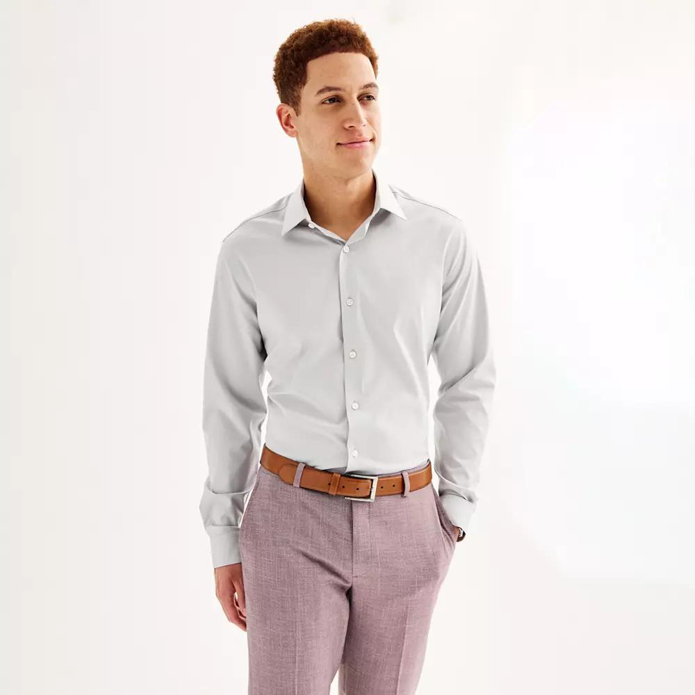 Men's Apt. 9® Performance Slim-Fit Wrinkle Resistant Dress Shirt, Size: Large-36/37, Overpass Gray Product Image