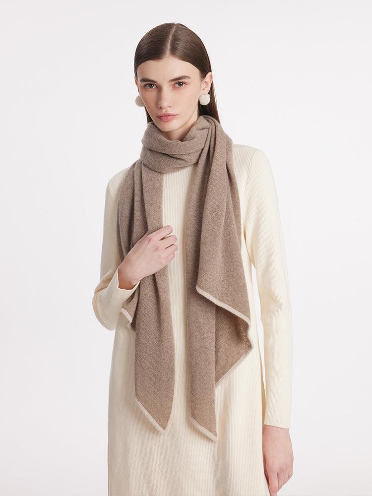 Contrast Trim Asymmectrical Cashmere Scarf Product Image