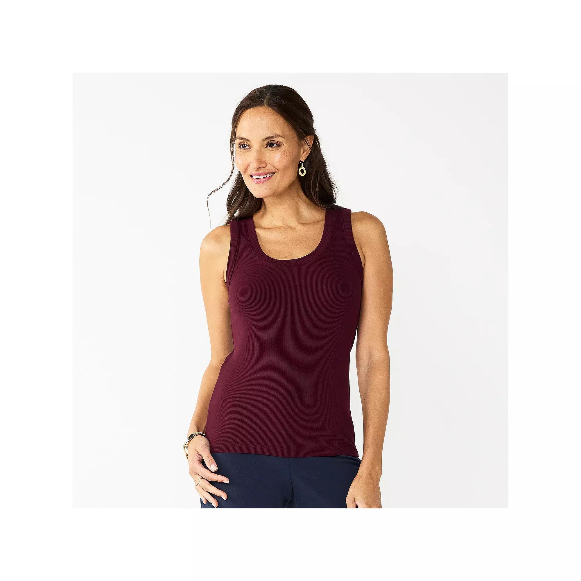 Women's Nine West Fitted Rib Tank Top, Size: Large, Maddie Purple Product Image
